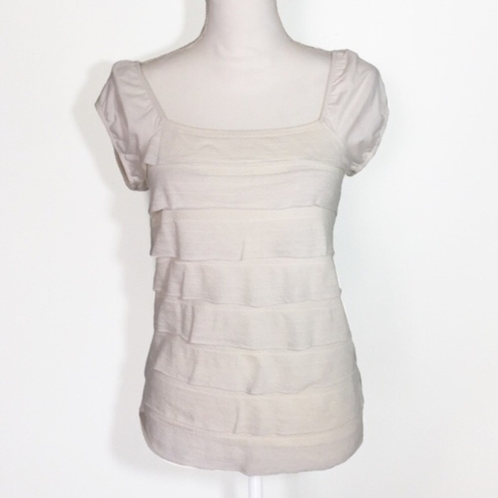 White Tiered Layer Blouse Stretch Top Max Studio